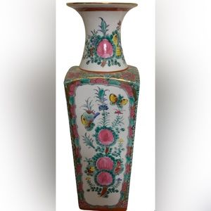 16 inch Canton Rose Famille Vase